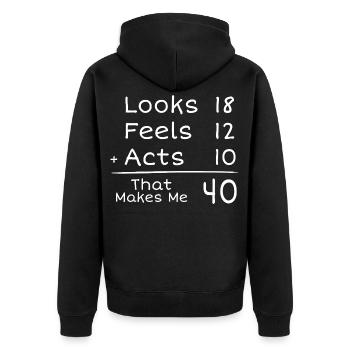 40 Jahre humorvolles Jubiläum | 40. Jubiläum - Unisex Premium Bio Zip Hoodie - Schwarz - Hinten - Nico (187cm)