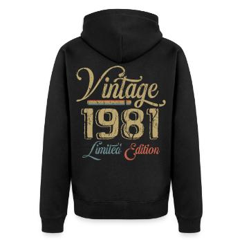 Vintage 1981 Édition limitée Naissance Millésime 1981 - Veste à capuche bio Premium Unisexe - noir - Dos - Nico (187cm)