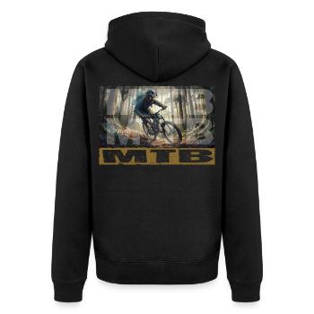 MTB - Unisex Premium Bio Zip Hoodie - Schwarz - Hinten - Nico (187cm)