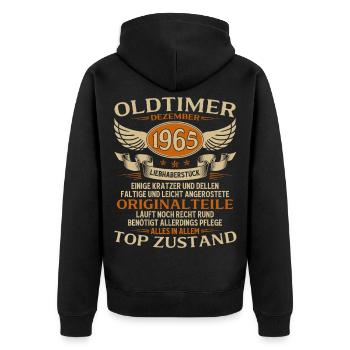 Cadeau du 60e anniversaire Voiture ancienne décembre 1965 - Veste à capuche bio Premium Unisexe - noir - Dos - Nico (187cm)