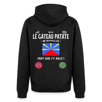 Le Gâteau Patate M’Appelle Humour Réunionnais - Veste à capuche bio Premium Unisexe - noir - Dos - Nico (187cm)