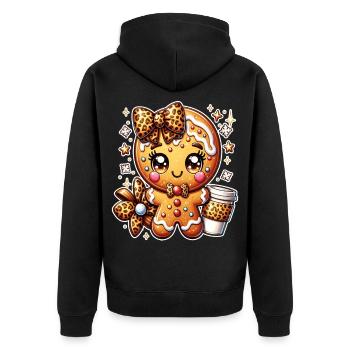 Noël de Noël en coquette de léopard en pain d’épices - Veste à capuche bio Premium Unisexe - noir - Dos - Nico (187cm)