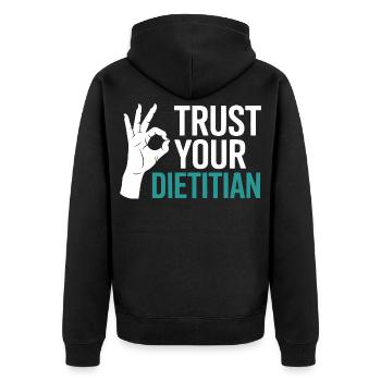 Registrierter Ernährungsberater mit Zertifizierung als Ernährungsberater (Registered Dietitian Certified Counselor) - Unisex Premium Bio Zip Hoodie - Schwarz - Hinten - Nico (187cm)