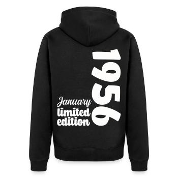 Anniversaire Janvier 1956 Limited Edition Cadeau - Veste à capuche bio Premium Unisexe - noir - Dos - Nico (187cm)