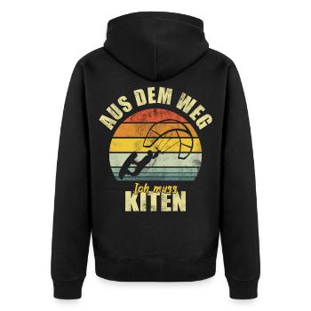 Kiting Kiter Surfing Surfer Retro - Unisex Premium Organic Zip Hoodie - black - Back - Nico (187cm)