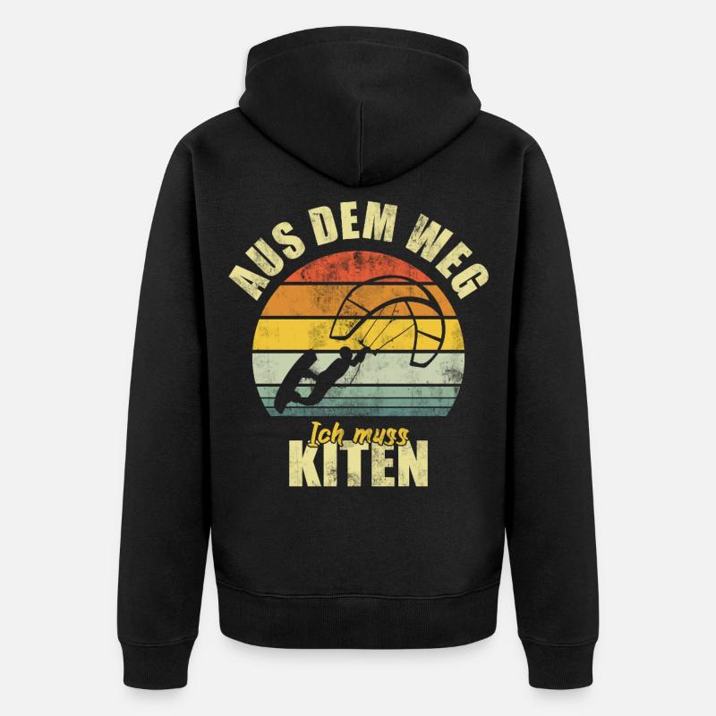 Kiting Kiter Surfer Surfeur Rétro - Veste à capuche bio Premium Unisexe - noir