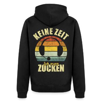 Gaming Gaming Gamer Zocker Retro Funny Saying - Unisex Premium Organic Zip Hoodie - black - Back - Nico (187cm)