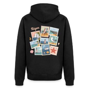 Rügen Coasts Postcard Design Baltic Sea - Unisex Premium Organic Zip Hoodie - black - Back - Nico (187cm)