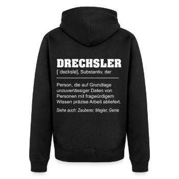 Definition Woodturner Funny - Unisex Premium Organic Zip Hoodie - black - Back - Nico (187cm)