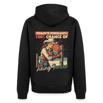Ehefrau eines Bauern Mutter Fixing Fences - Unisex Premium Bio Zip Hoodie - Schwarz - Hinten - Nico (187cm)