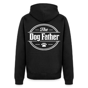 Das Hundevater-Abzeichen mit Pfoten-Grafik - Unisex Premium Bio Zip Hoodie - Schwarz - Hinten - Nico (187cm)