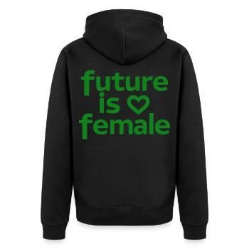 Is Female Feminism Girl Power Heart - Unisex Premium Organic Zip Hoodie - black - Back - Nico (187cm)