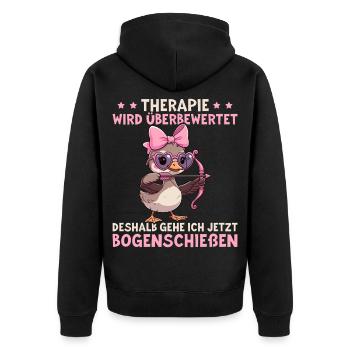 Therapie wird überbewertet - Lustige Bogenschießen - Unisex Premium Bio Zip Hoodie - Schwarz - Hinten - Nico (187cm)