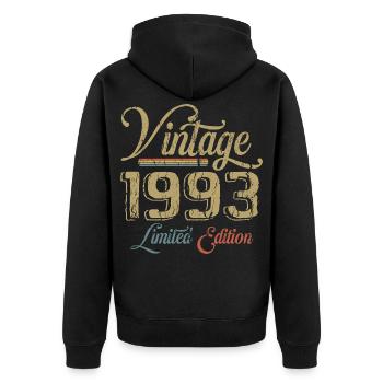 Vintage 1993 Édition limitée Naissance Millésime 1993 - Veste à capuche bio Premium Unisexe - noir - Dos - Nico (187cm)