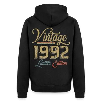 Millésime 1992 Édition limitée Naissance Annésime 1992 - Veste à capuche bio Premium Unisexe - noir - Dos - Nico (187cm)