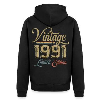 Millésime 1991 Édition limitée Naissance Année 1991 - Veste à capuche bio Premium Unisexe - noir - Dos - Nico (187cm)