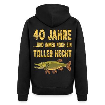 40 ans : cadeau de pêcheur au grand brochet - Veste à capuche bio Premium Unisexe - noir - Dos - Nico (187cm)