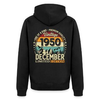 Cadeau pour le 75e anniversaire Voiture ancienne décembre 1950 - Veste à capuche bio Premium Unisexe - noir - Dos - Nico (187cm)
