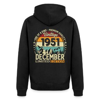 Cadeau d’anniversaire 74 Voiture vintage décembre 1951 - Veste à capuche bio Premium Unisexe - noir - Dos - Nico (187cm)