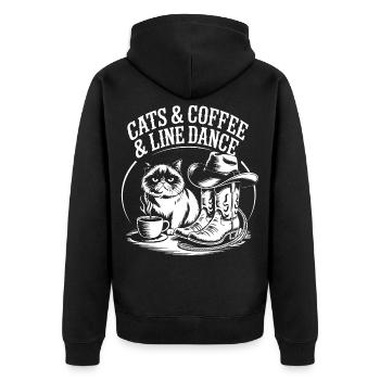 Danse de la ligne de café des chats - Veste à capuche bio Premium Unisexe - noir - Dos - Nico (187cm)