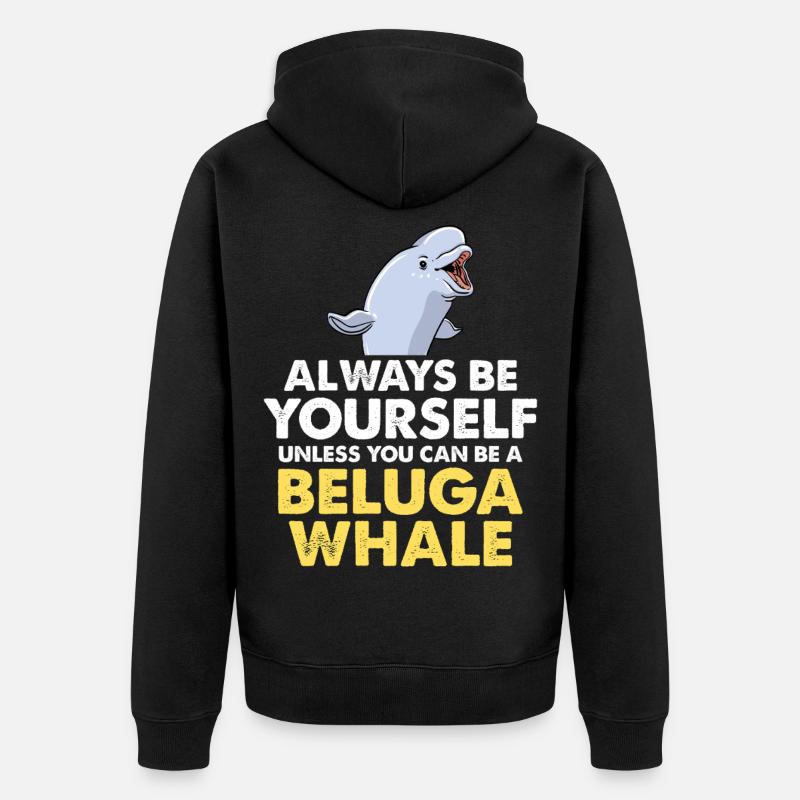 Sei du selbst – Beluga Spruch - Unisex Premium Bio Zip Hoodie - Schwarz