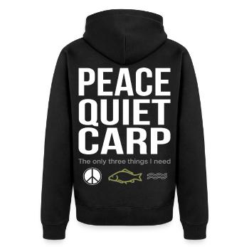 Peace, Tranquility, Carp, Fishing, Fun - Unisex Premium Organic Zip Hoodie - black - Back - Nico (187cm)