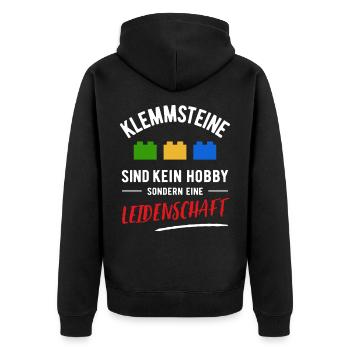 Clamping Stones | Not a hobby but a passion - Unisex Premium Organic Zip Hoodie - black - Back - Nico (187cm)
