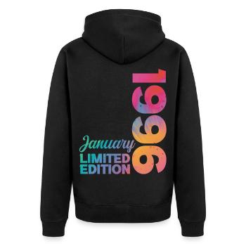 Geburtstag Januar 1996 Geboren im Januar Geschenk - Unisex Premium Bio Zip Hoodie - Schwarz - Hinten - Nico (187cm)