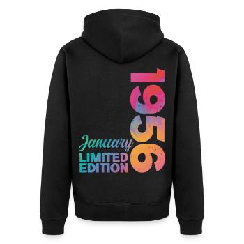 Geburtstag Januar 1956 Geboren im Januar Geschenk - Unisex Premium Bio Zip Hoodie - Schwarz - Hinten - Nico (187cm)