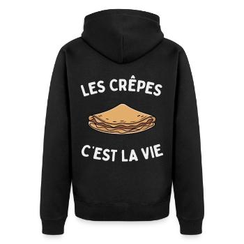 Les crêpes c'est la vie French gourmet humor - Unisex Premium Organic Zip Hoodie - black - Back - Nico (187cm)