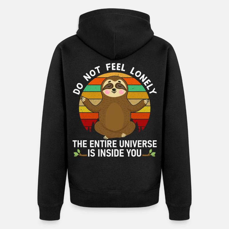 Faultier Universum in dir - Unisex Premium Bio Zip Hoodie - Schwarz