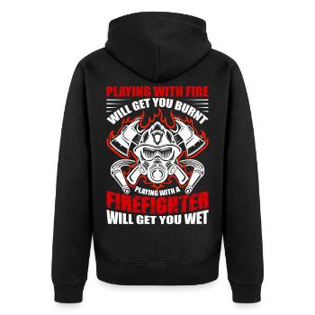 Fire brigade - Unisex Premium Organic Zip Hoodie - black - Back - Nico (187cm)