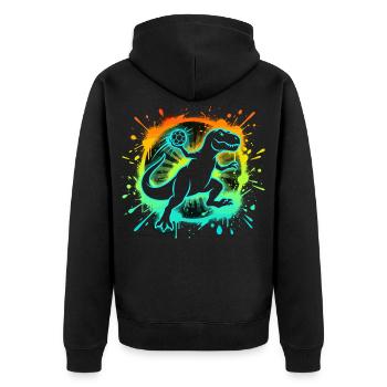 Handball Player T-Rex Graphic Kids Teenager Funny - Unisex Premium Organic Zip Hoodie - black - Back - Nico (187cm)