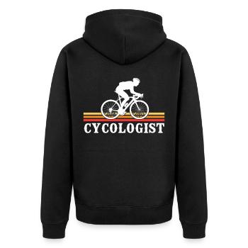 Cycologist cycling  - Unisex Premium Bio Zip Hoodie - Schwarz - Hinten - Nico (187cm)