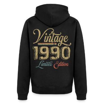 Vintage 1990 Édition limitée Naissance Année 1990 - Veste à capuche bio Premium Unisexe - noir - Dos - Nico (187cm)
