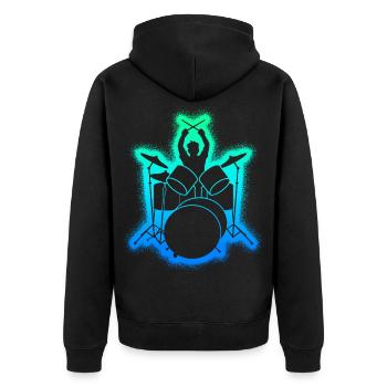 Schlagzeug Drummer Kinder Herren Jungen Schlagzeug - Unisex Premium Bio Zip Hoodie - Schwarz - Hinten - Nico (187cm)