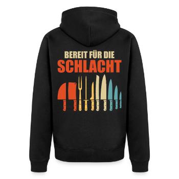 CHEF READY FOR BATTLE Funny - Unisex Premium Organic Zip Hoodie - black - Back - Nico (187cm)