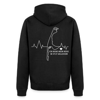 Nordsee ICH HABE MEINE HERZ IN SYLT GELASSEN - Unisex Premium Bio Zip Hoodie - Schwarz - Hinten - Nico (187cm)