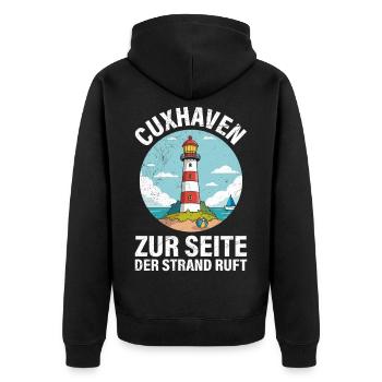 Cuxhavener VERS LA PAGE QUE LA PLAGE APPELLE Drôle - Veste à capuche bio Premium Unisexe - noir - Dos - Nico (187cm)