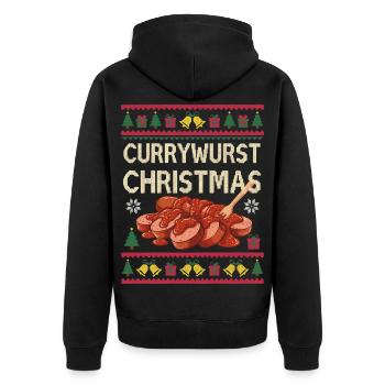 Joyeux currymas saucisse de Noël de Noël au currymas. - Veste à capuche bio Premium Unisexe - noir - Dos - Nico (187cm)