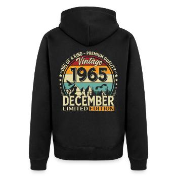 60e anniversaire Millésime décembre 1965 - Veste à capuche bio Premium Unisexe - noir - Dos - Nico (187cm)