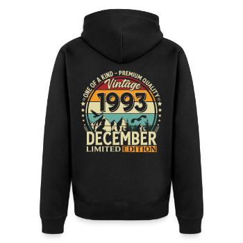 32e anniversaire Millésime décembre 1993 - Veste à capuche bio Premium Unisexe - noir - Dos - Nico (187cm)