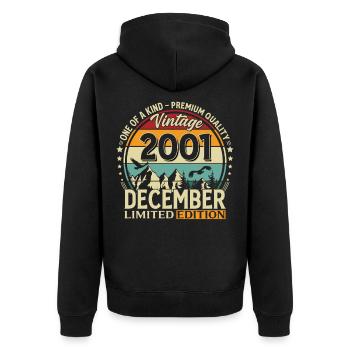 24th Birthday Vintage December Vintage 2001 - Unisex Premium Organic Zip Hoodie - black - Back - Nico (187cm)