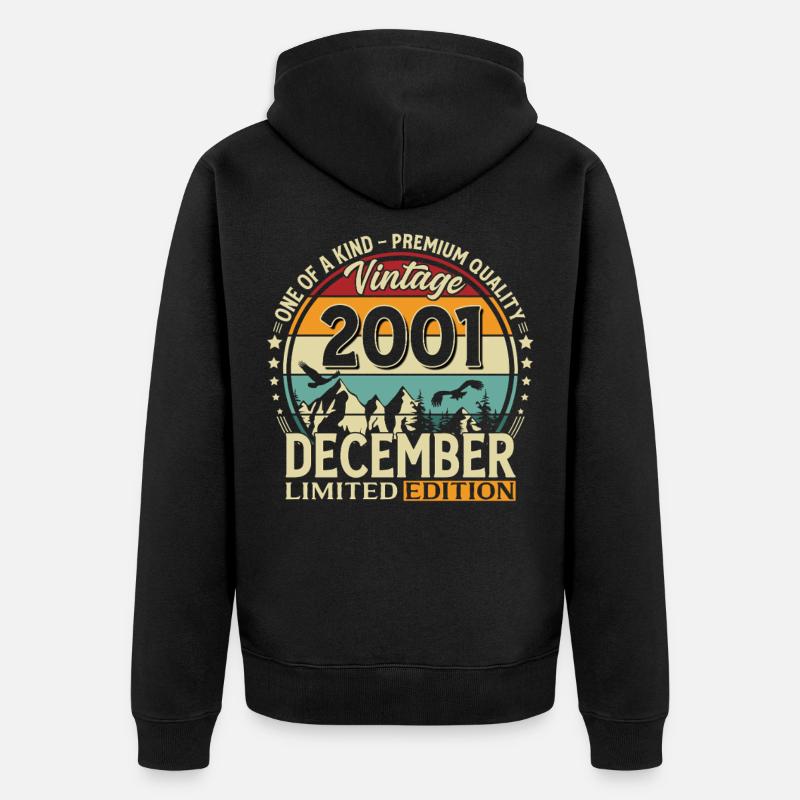 24e anniversaire Millésime Décembre 2001 - Veste à capuche bio Premium Unisexe - noir