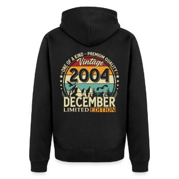 21st Birthday Vintage December Vintage 2004 - Unisex Premium Organic Zip Hoodie - black - Back - Nico (187cm)