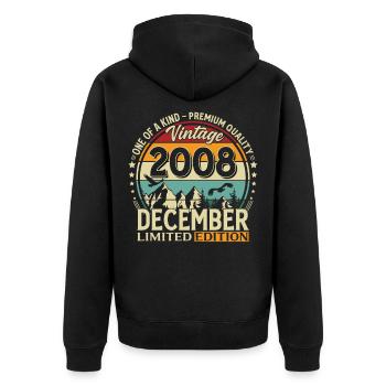 17e anniversaire Millésime décembre 2008 - Veste à capuche bio Premium Unisexe - noir - Dos - Nico (187cm)