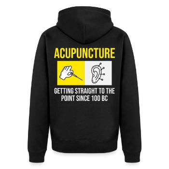 Acupuncture Getting Straight To The Point - Unisex Premium Organic Zip Hoodie - black - Back - Nico (187cm)