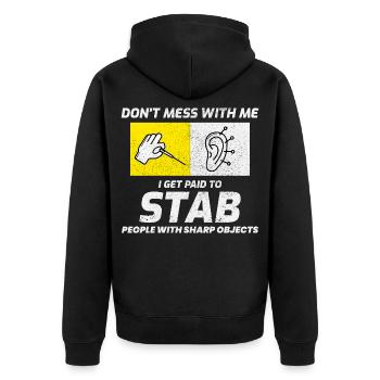 Licensed TCM Practitioner Expert Needling  - Unisex Premium Organic Zip Hoodie - black - Back - Nico (187cm)