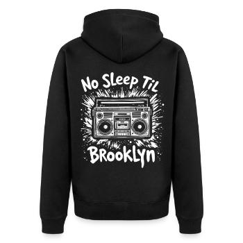 No Sleep Til Brooklyn Retro Boombox Vintage Music - Unisex Premium Organic Zip Hoodie - black - Back - Nico (187cm)