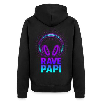 Rave Papi-EDM Festival Raver Daddy Fathers Groovy  - Unisex Premium Organic Zip Hoodie - black - Back - Nico (187cm)